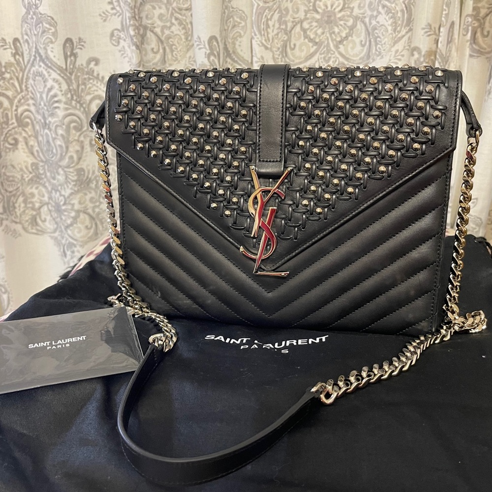 Saint Laurent Studded Envelope Leather